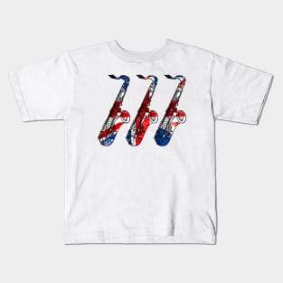 Saxophone UK Flag Saxophonist Sax Player British Musician Kids T-Shirt